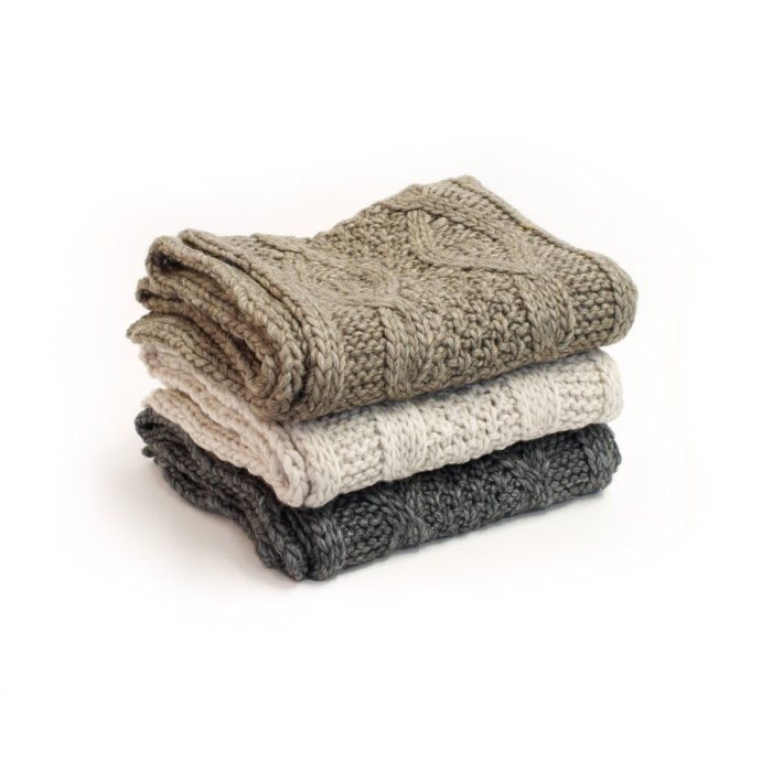 Strickschal Zopf | Taupe + Natur + Anthrazit
