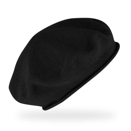 Baskenmütze Baumwolle Sommer Rollrand - Schwarz