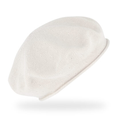 Baskenmütze Baumwolle Sommer Rollrand - Weiß