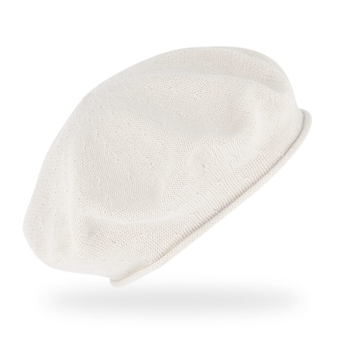 Baskenmütze Baumwolle Sommer Rollrand - Weiß