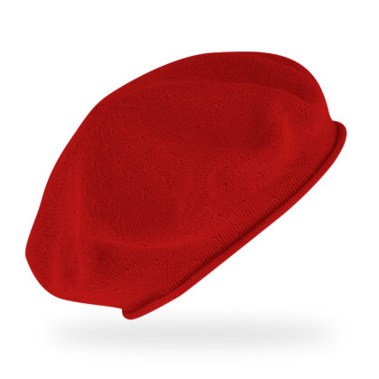 Baskenmütze Baumwolle Sommer Rollrand - Rot