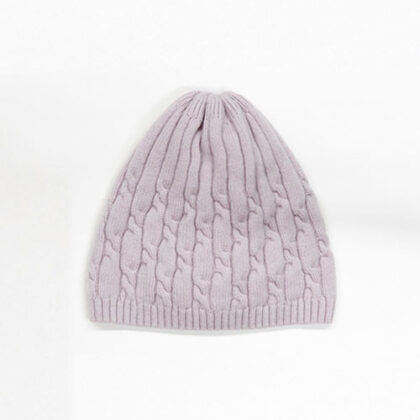 Strickmütze Kaschmir Zopfmuster - Rose