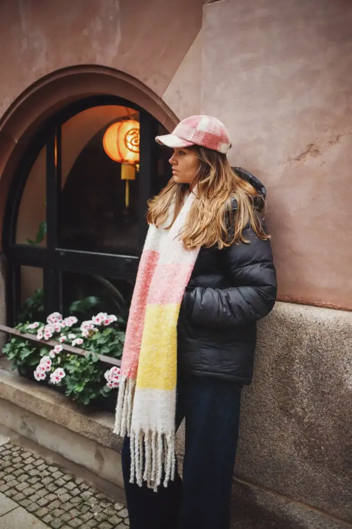 Seeberger Baseballmütze Wollmix Seeberger gewebter Schal mit Streifen