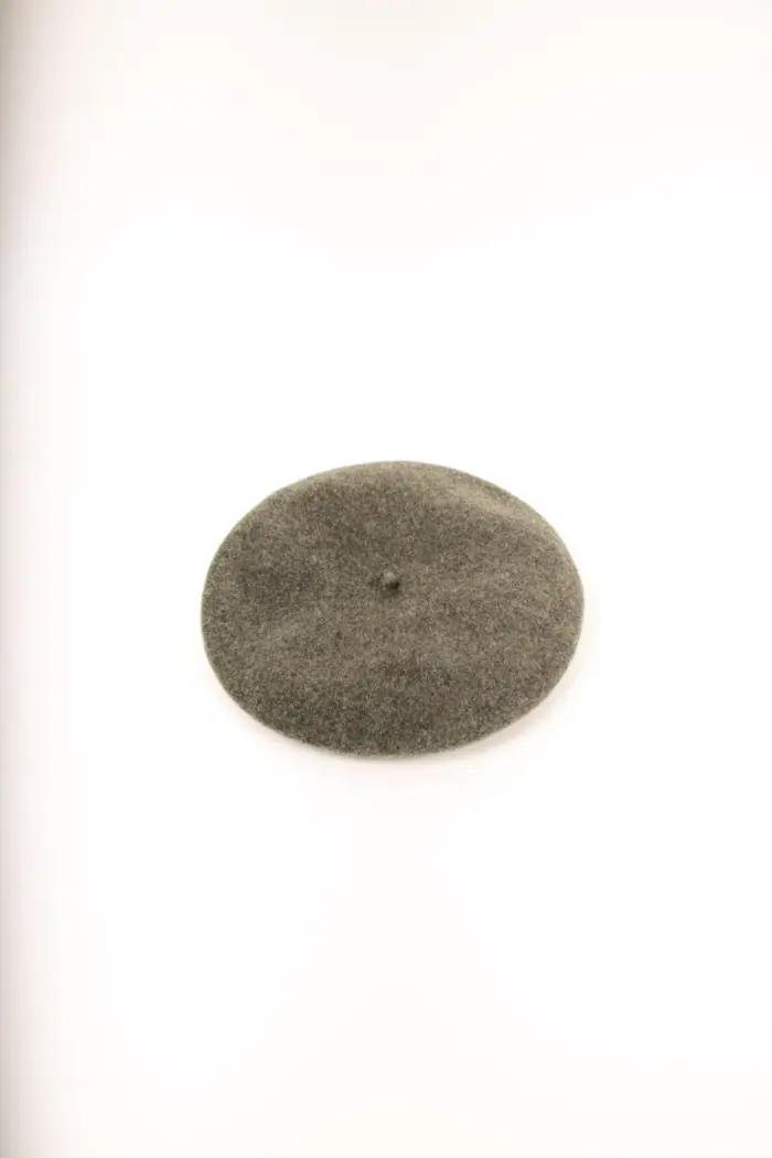 Baskenmütze Wolle Winter Olivmeliert Baskenmütze Wolle Winter