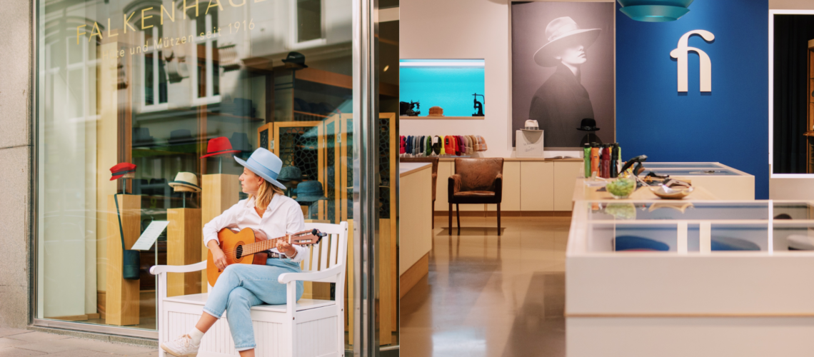 Hut Falkenhagen Store vorne und innen