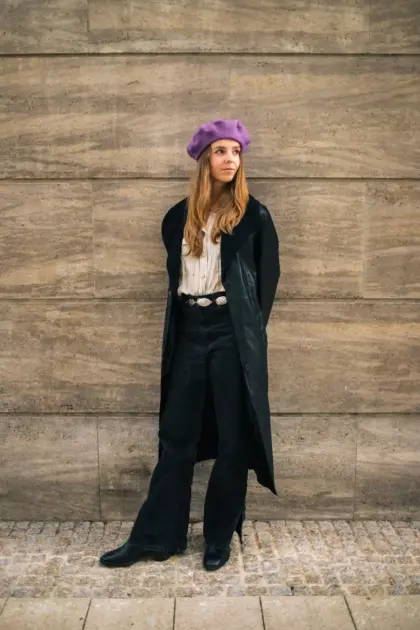 Baskenmütze Wolle Winter Lila