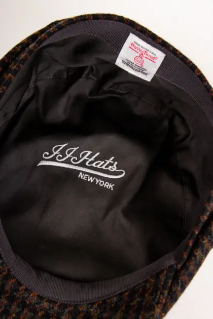 JJ Hats 8-Panel Cap Harris Tweed Innenansicht Logo-Bestickung