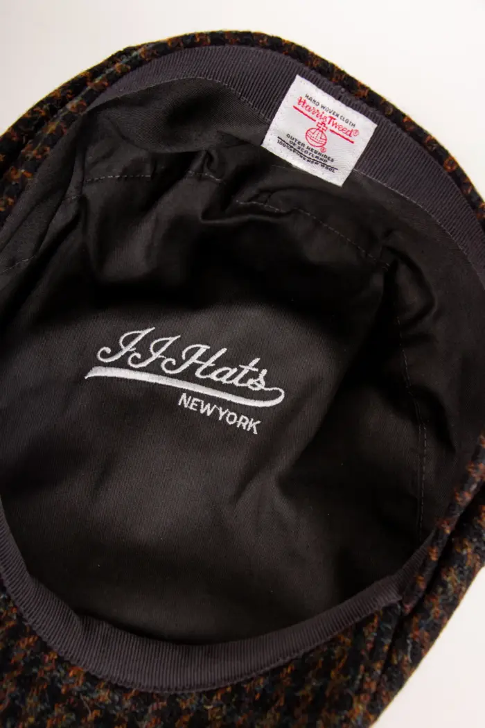 JJ Hats 8-Panel Cap Harris Tweed Innenansicht Logo-Bestickung