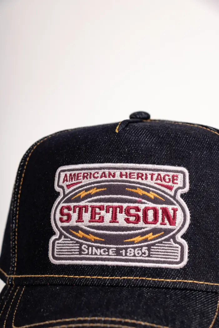 Stetson Trucker Cap Lightning Denim Patch Detail