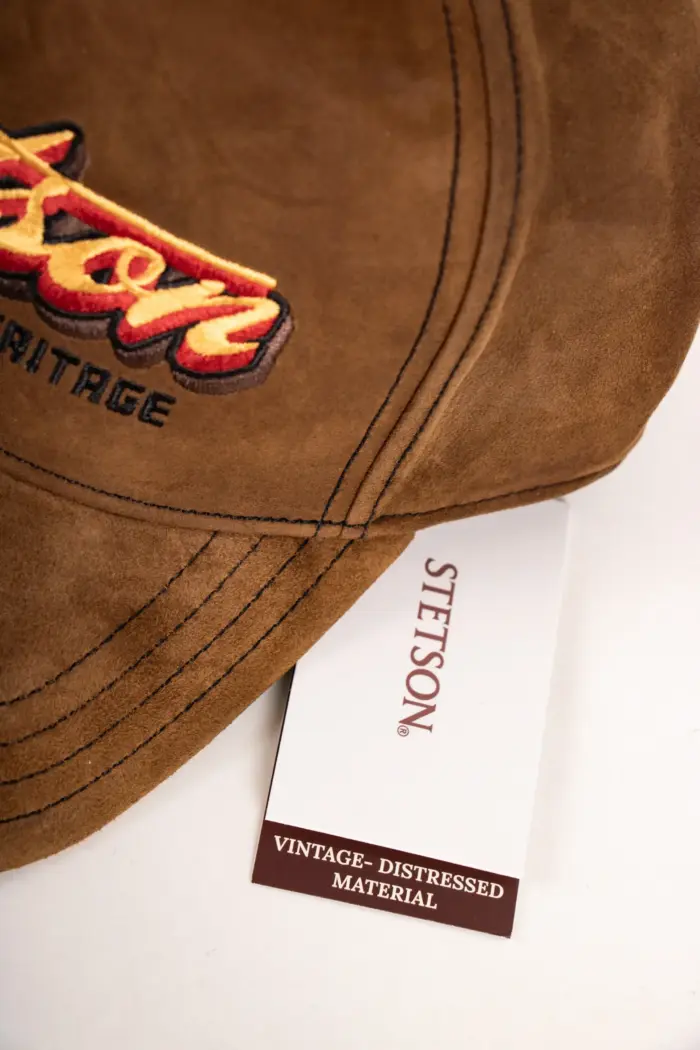 Stetson Trucker Cap Oily Goat Suede Vintage Distressed Material