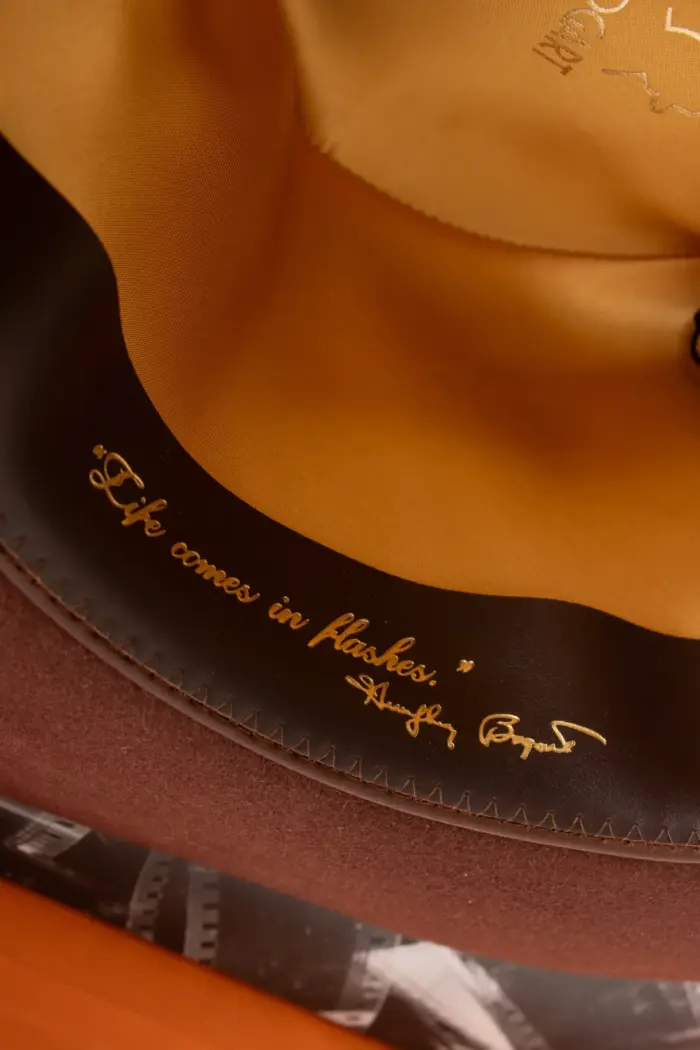 Borsalino Fedora The Bogart Cut 7 Borsalino Fedora The Bogart Cut 7 Futterband Leder mit Gravur