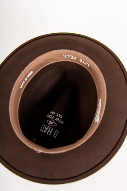 JJ Hats Fedora Lite Felt Dunkelbraun Ansicht innen