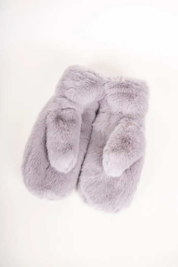 Kama Fäustlinge Fake Fur Grau
