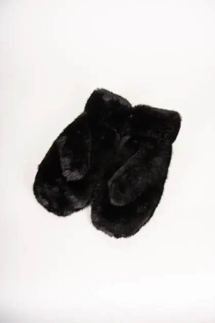 Kama Fäustlinge Fake Fur Schwarz
