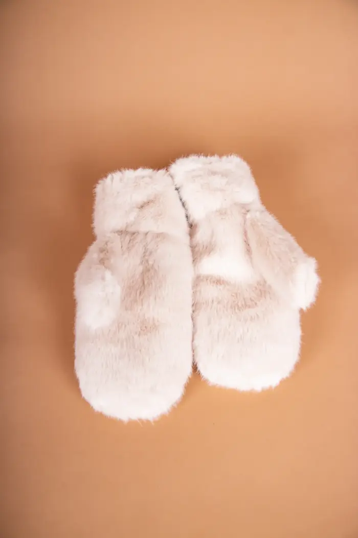 Kama Fäustlinge Fake Fur Offwhite