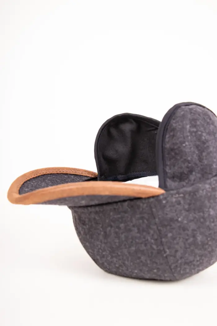 Fiebig Baseballcap Schurwolle Ohrenklappen Anthrazit