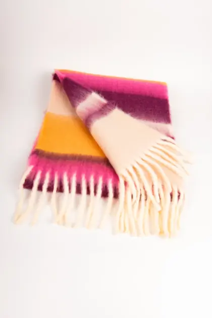 Seeberger gewebter Schal mit Streifen Bronze Burgund