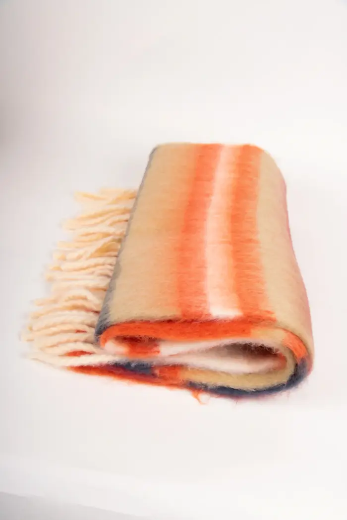 Seeberger gewebter Schal mit Streifen Kiesel Papaya