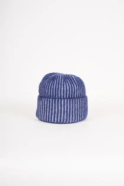 Grote Strickmütze zweifarbig mit Umschlag