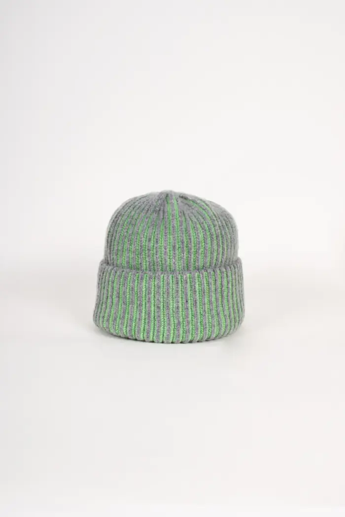 Grote Strickmütze zweifarbig mit Umschlag