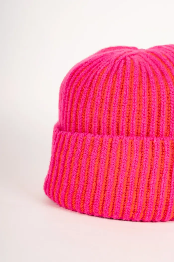 Grote Strickmütze zweifarbig mit Umschlag