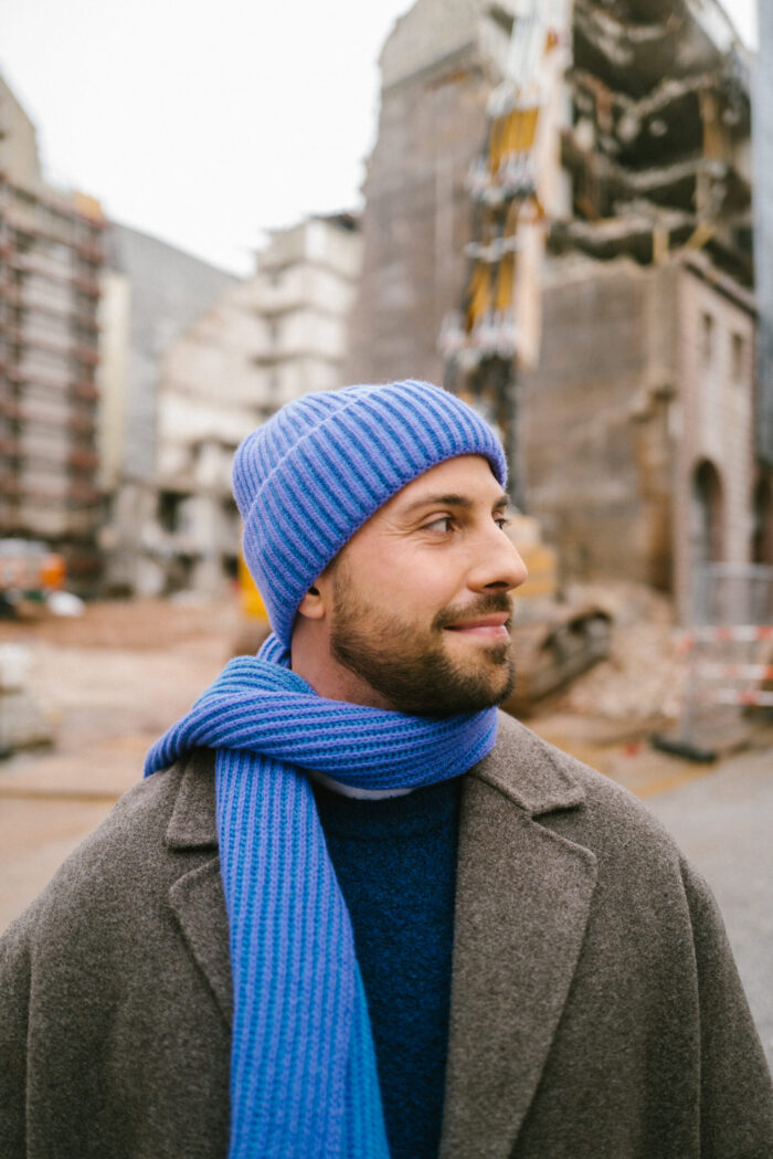 Grote Strickmütze zweifarbig mit Umschlag