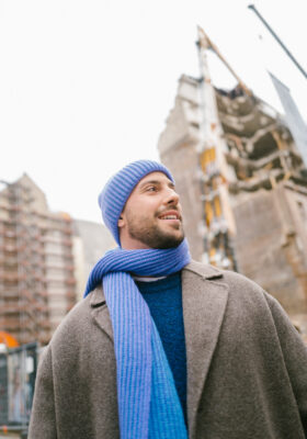 Grote Strickmütze zweifarbig mit Umschlag